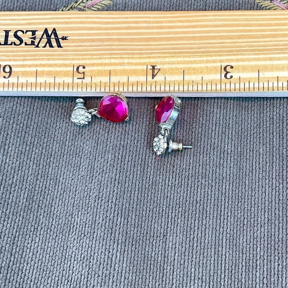 Pink Earrings Rhinestone Post Back and Three Quarter Inch Drop Round